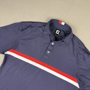 FootJoy Golf Polo Shirt‎ Mens Small Colorblock Blue Red Performance Striped